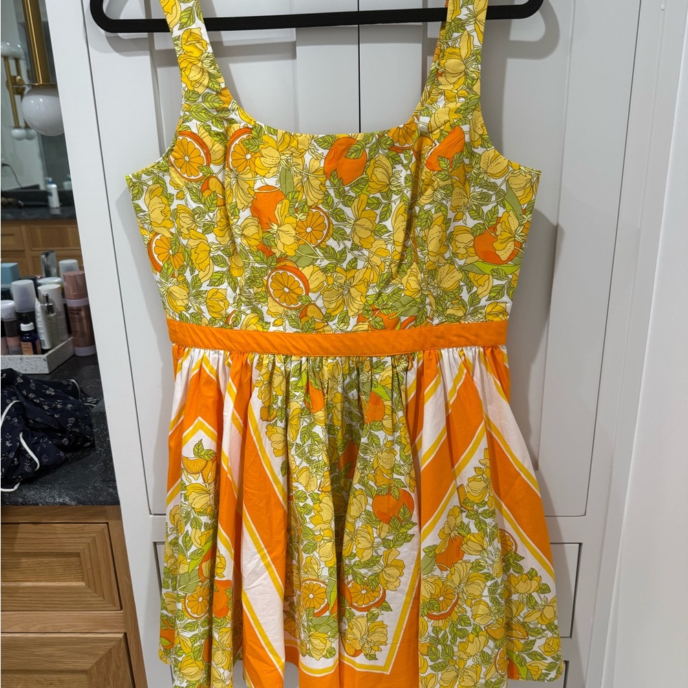 J. Crew Orange and Green Floral Mini Dress